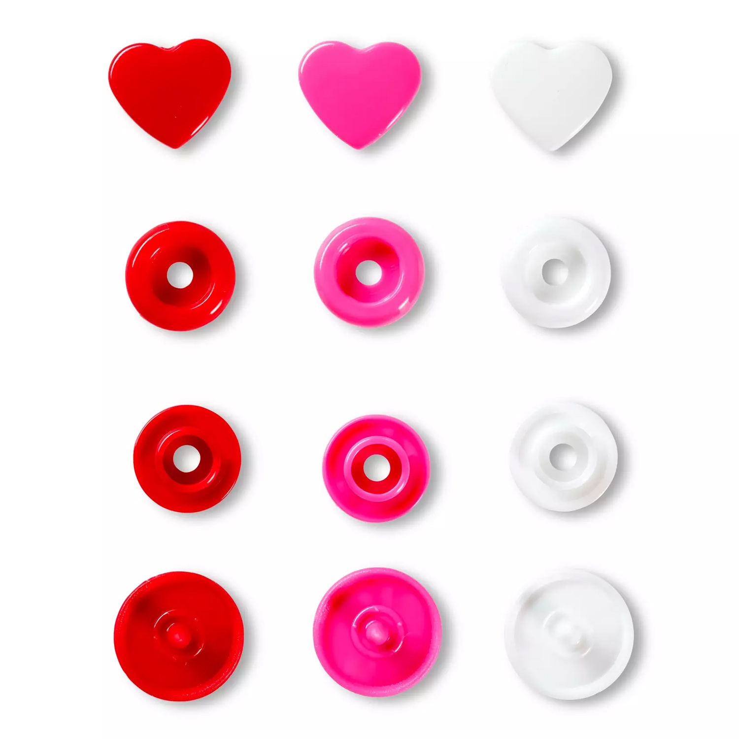 Prym Love Color Snaps Herz rot/weiß/pink